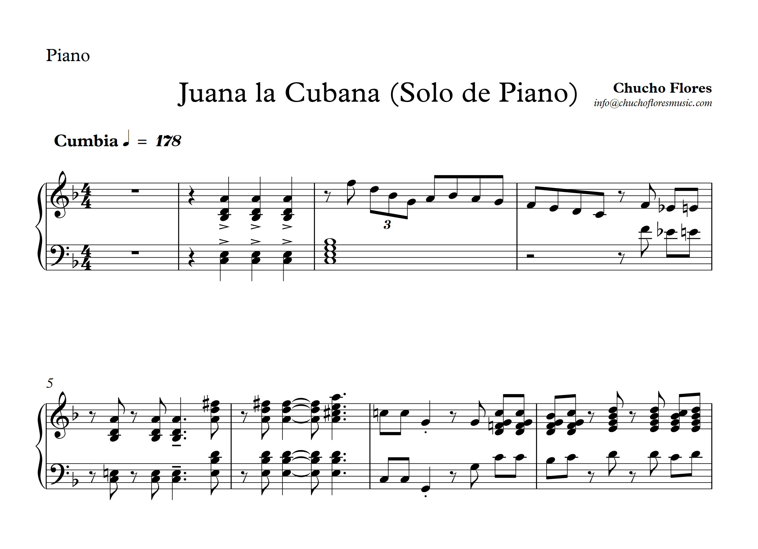 Juana La Cubana | Solo de Piano Original