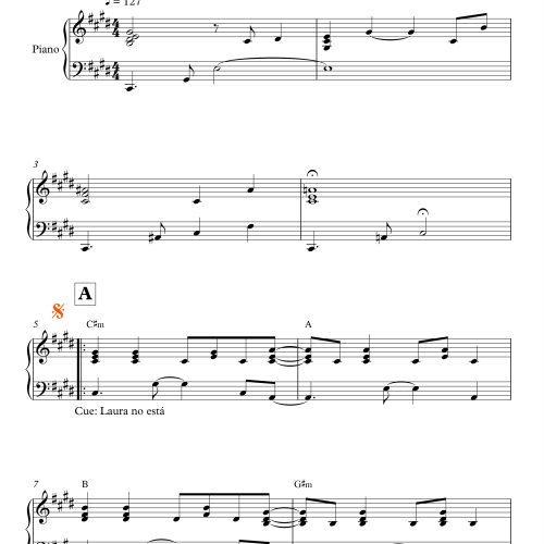 Laura no está - Nek | Arreglo para Piano | Chord chart