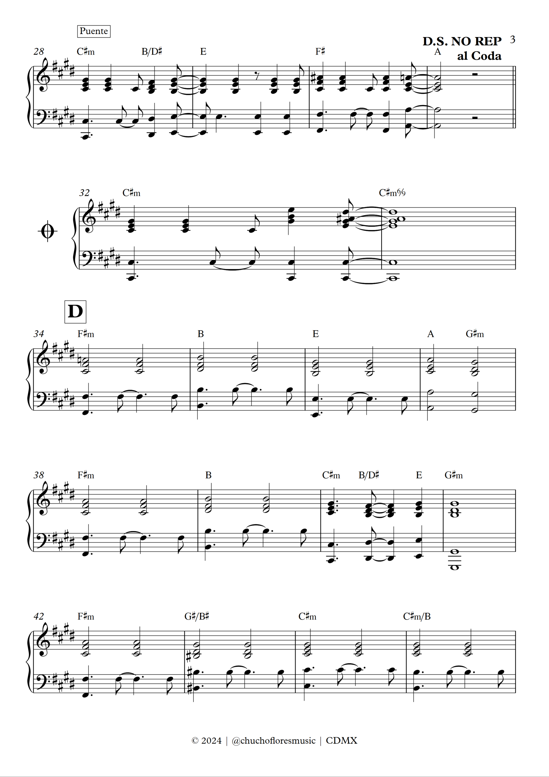 Laura no está - Nek | Arreglo para Piano | Chord chart - Imagen 3