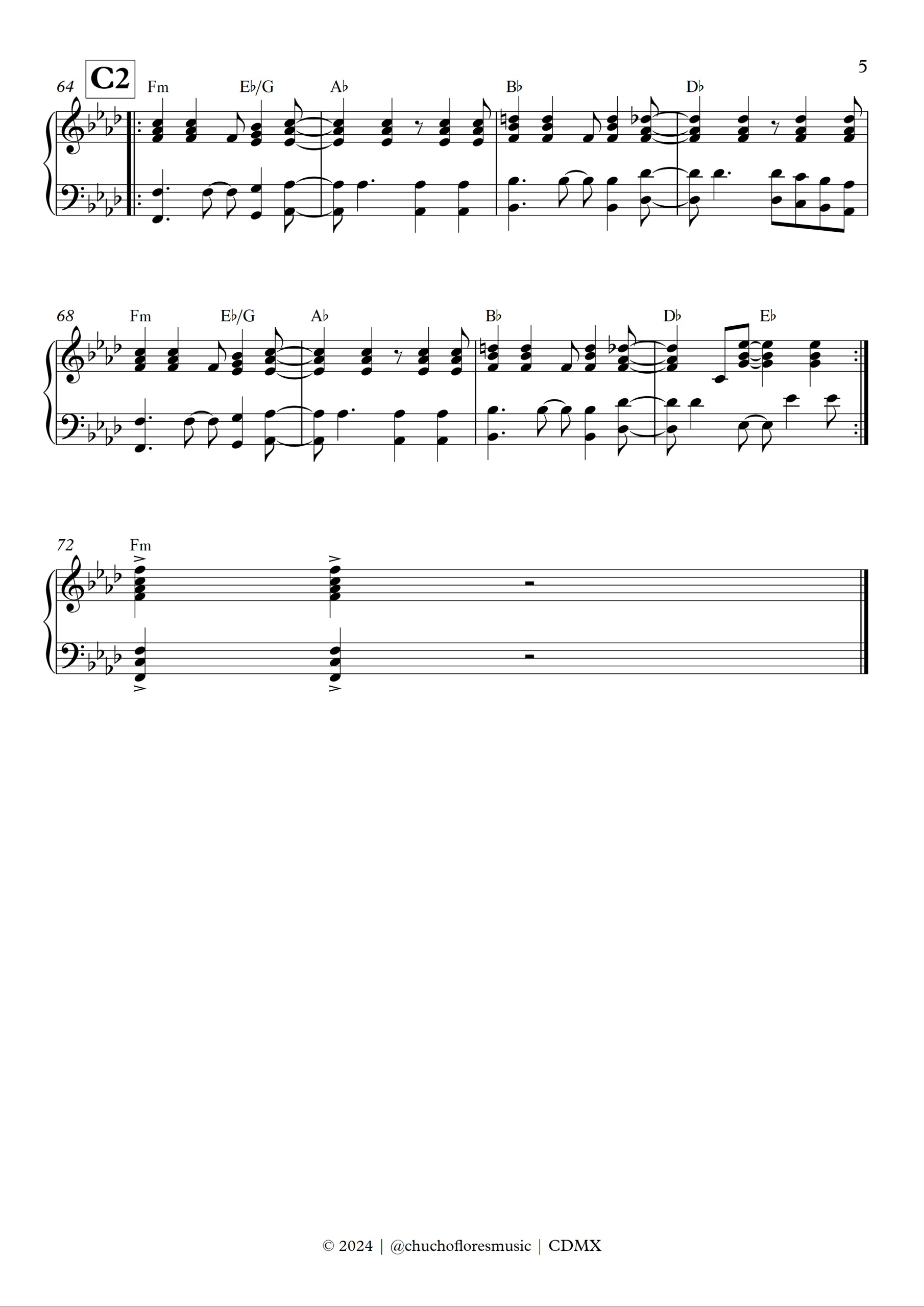 Laura no está - Nek | Arreglo para Piano | Chord chart - Imagen 2